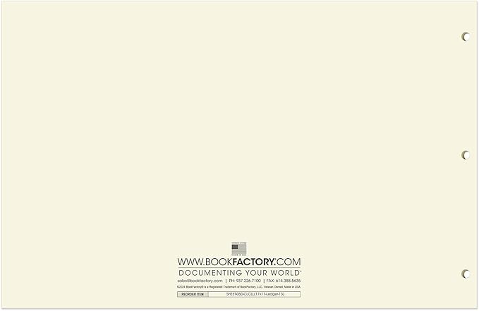 BookFactory Ledger Sheets/Large 13 Column Accounting Ledger Columnar Loose Leaf - Image 3