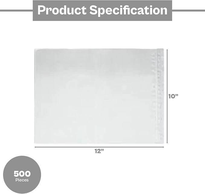 PSBM 500 PCS 10 x 12 Inch Clear Blank Packing List Envelopes, Shipping - Image 3
