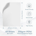 MOS White Legal Cardstock Paper 8.5 x 14 Inch — Heavyweight 250 GSM Cover Stock - Image 2
