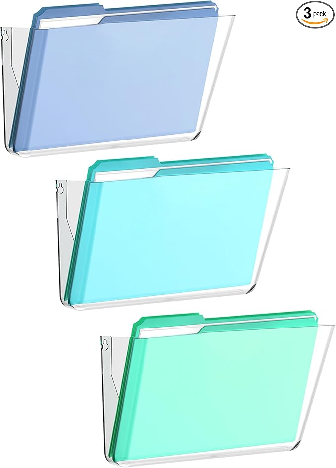 SUPEASY Clear Acrylic Single Pocket, Large Plastic Hanging Wall Mount File by SUPEASY