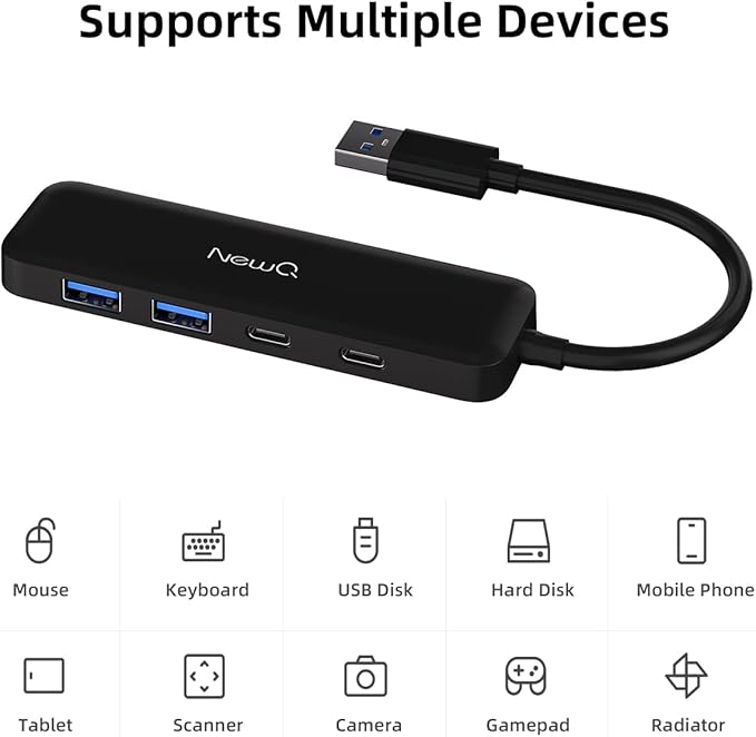 Dual USB C USB A 3.0 Hub: USB Hub 4 Ports - Image 4