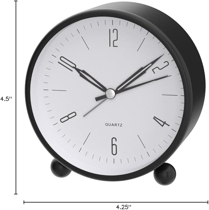 Analog Alarm Clock, 4 inch Super Silent Non Ticking Small Clock - Image 8