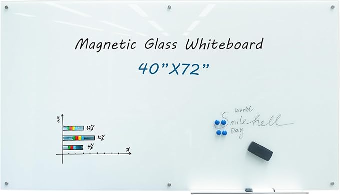 Magnetic Glass Dry Erase Board Frameless Wall Mounted White Board 40 * 72 by Gooderboard