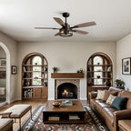 52 inch ceiling fan with light and remote, front angle view