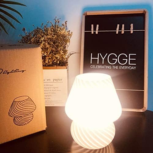 BSOD Mushroom lamp,Glass Mushroom Bedside Table Lamp Translucent Murano Vinta...
