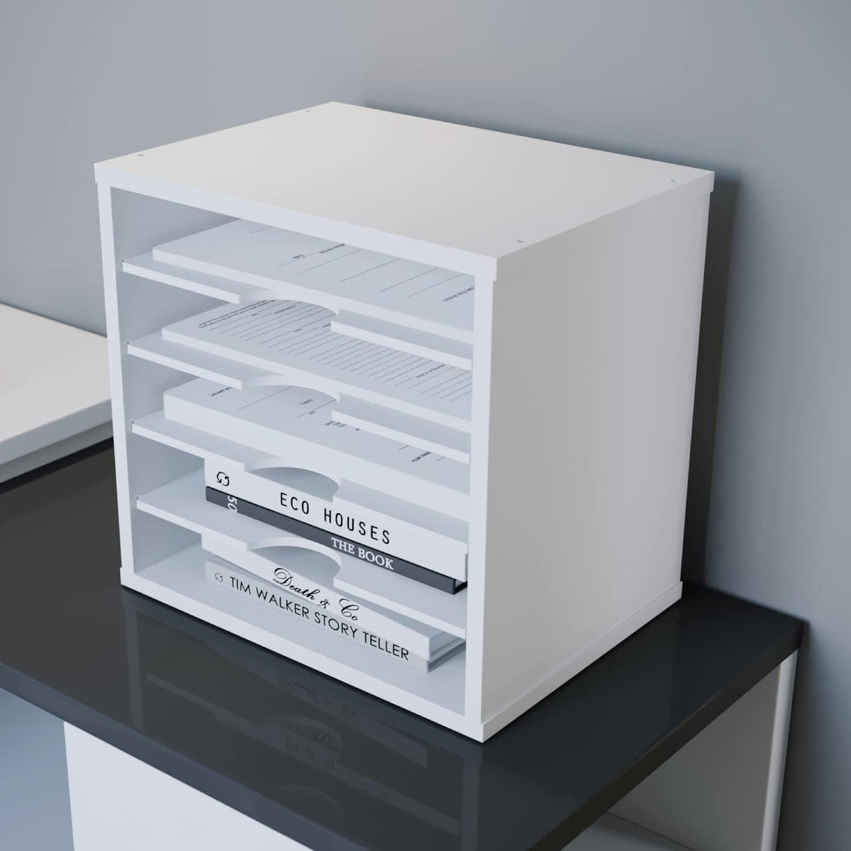 Ballucci File Organizer Paper Sorter, 5 Tier Adjustable Shelves Office Desk O...