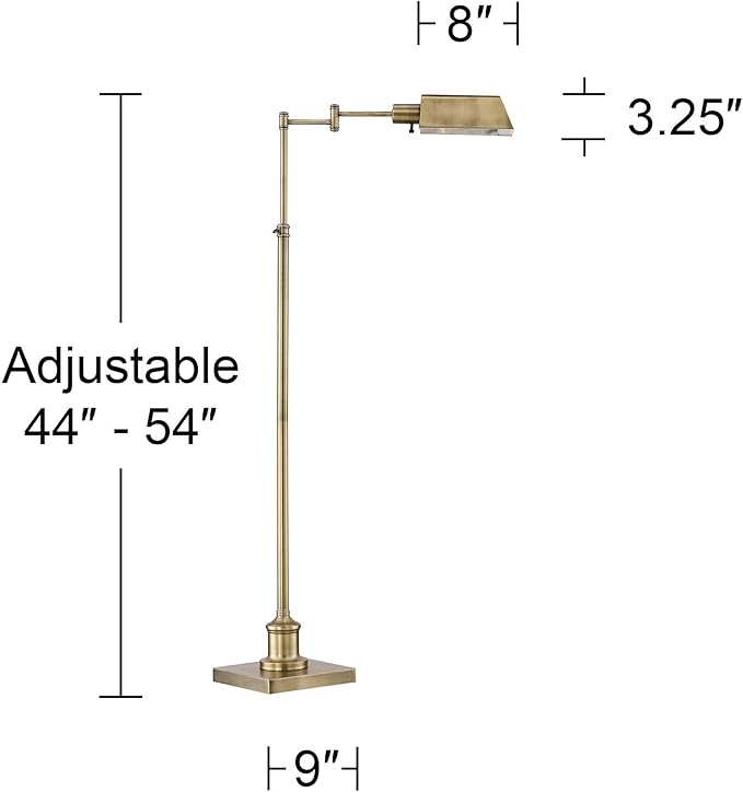 Regency Hill Jenson Traditional Farmhouse Metal Adjustable Pharmacy Floor Lamp - Image 4