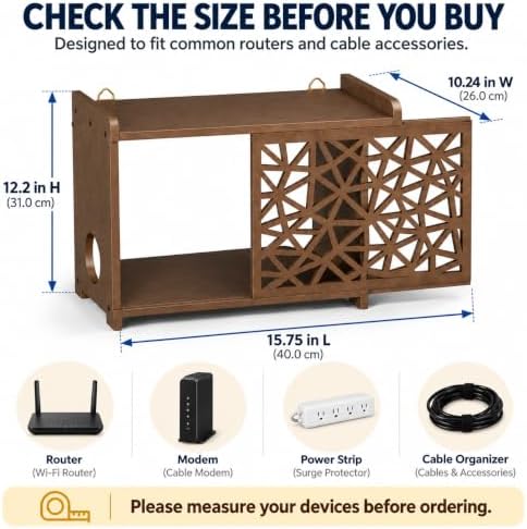 Upgrade Pine Wooden Router Box Hider, Large Capacity Projector Shelf Wall Mou...