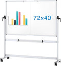 VIZ-PRO Double-Sided Mobile Whiteboard, 72 x 40 Inches, Magnetic Rolling Dry by VIZ-PRO