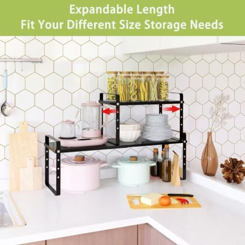 Across-Star Expandable Cabinet Shelf Organizer Rack, Stackable Kitchen Counte...