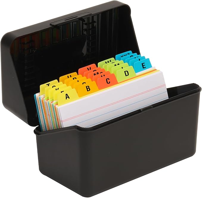 H4D 3x5 Index Card Holder with 100 Heavyweight Ruled Index Cards and 25 Plastic by H4D