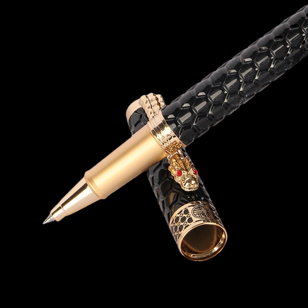 Stunning Luxury Rollerball Pen with 24K Gold Trim,Switzerland Tip with Black ...