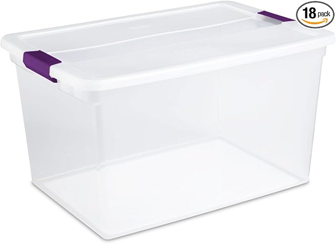 Sterilite 18-Pack 66 Quart Clearview Latch Box, Stackable Organizer Bins by Sterilite