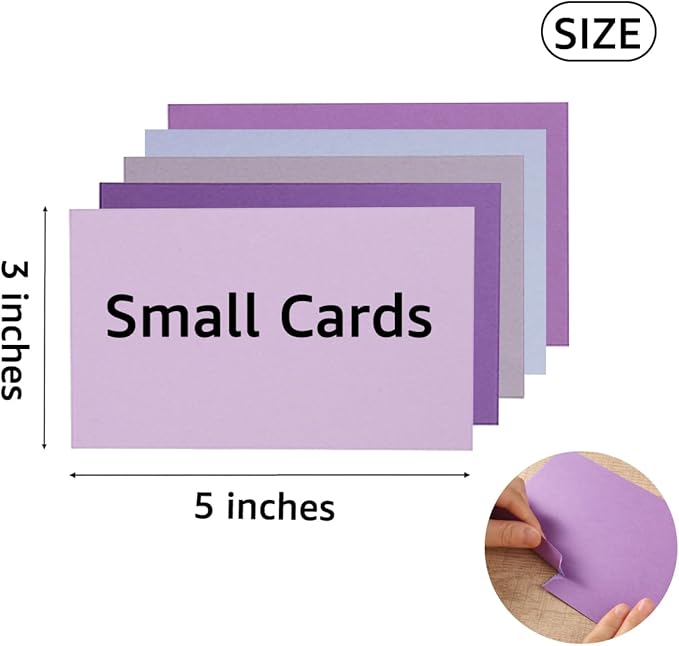 50 Sheets Small Colored Cardstock Paper 5 Colors Blank Flash Cards, 250 GSM - Image 3