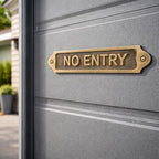 NO ENTRY Antique Vintage Door & Wall Plaque Sign | Classic Engraved Metal Restricted Access Sign with Screws for Home Office Business Areas | 22 x 5 cm | NO ENTRY