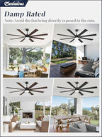 fanbulous 72 inch ceiling fans with lights dc, front angle view