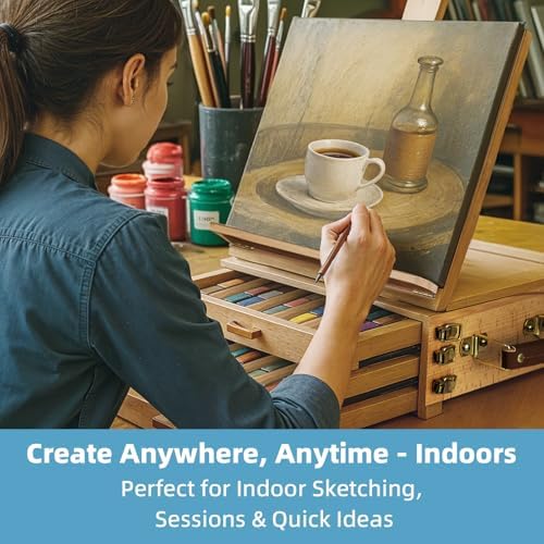 portable beechwood table easel with 3 storage drawers, package contents