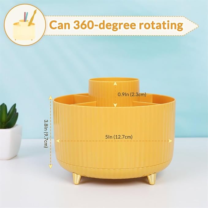 SKYDUE 360 Degree Rotating Desk Organizer, Dual-Purpose Pencil Pen Holder - Image 2