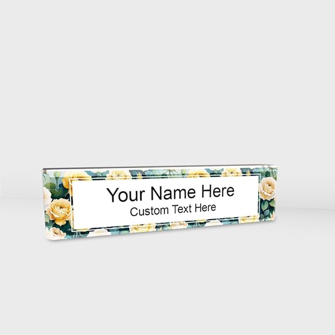 Signs ByLITA Floral Pattern Customized Nameplate | Golden Rose Personalized - Image 9