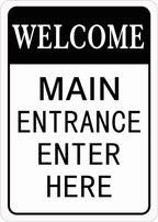 HBXNZ Main Entrance Enter Here Sign Security Street Road Metal Tin Sign Wall by HBXNZ