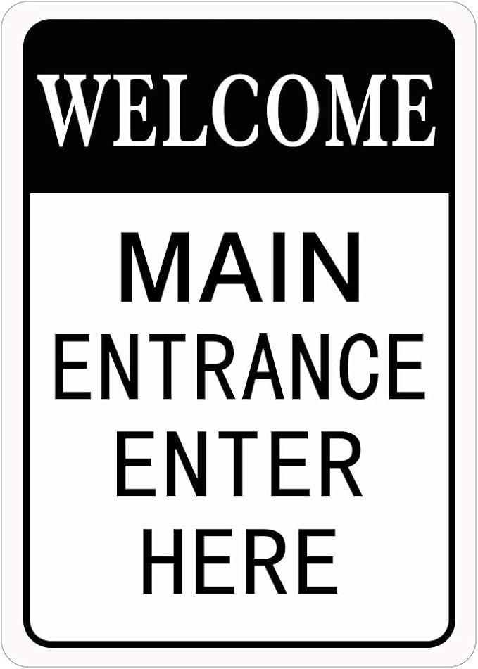HBXNZ Main Entrance Enter Here Sign Security Street Road Metal Tin Sign Wall by HBXNZ
