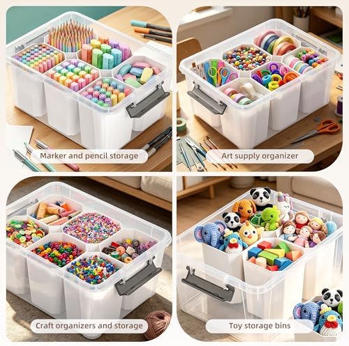 citylife 17qt craft organizers and storage bins with showing dimensions