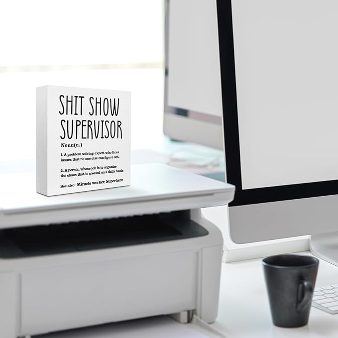Supervisor Gifts for Women Funny Office Decor, Sarcastic Wooden Box Sign - Image 6