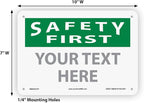 Custom OSHA Style Safety First Sign 7" x 10" Plastic Sign, Customizable "Your - Image 6