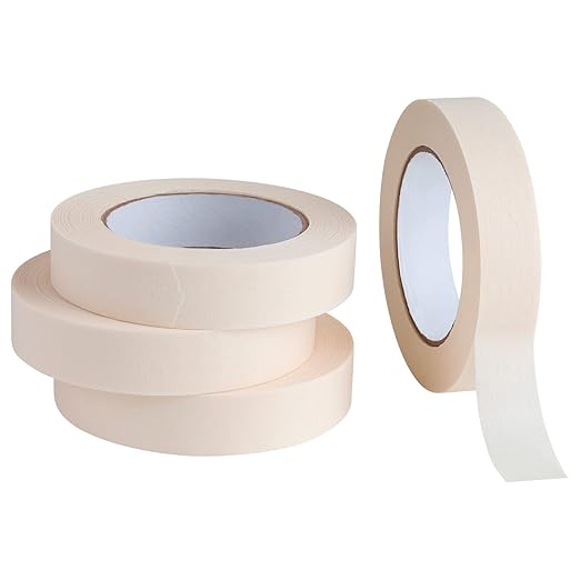 Lichamp Masking Tape 1 inch, 4 Pack General Purpose Beige White Masking Tape by Lichamp