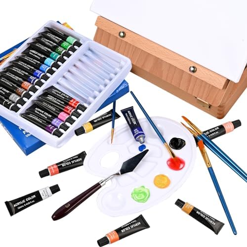 goldge tabletop easel acrylic paint set, painting kits showing dimensions