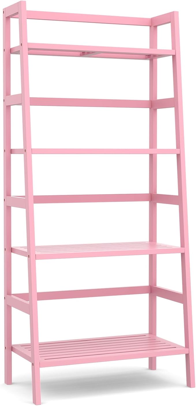 Homykic Bamboo Ladder Bookshelf, 4-Tier Ladder Shelf Open Book Shelf - Image 8