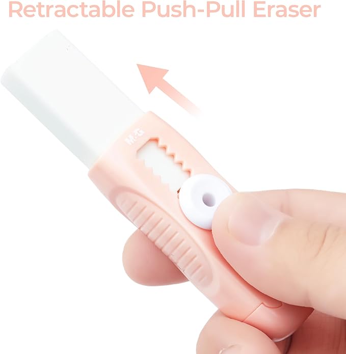 M&G 4 Pack Pencil Erasers Sliding Retractable Eraser, Soft Cute Erasers Push - Image 2