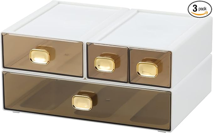 OSteed Spacious Desktop Storage Box, 1 Large 1 Middle & 2 Small Storage Drawers by OSteedWares