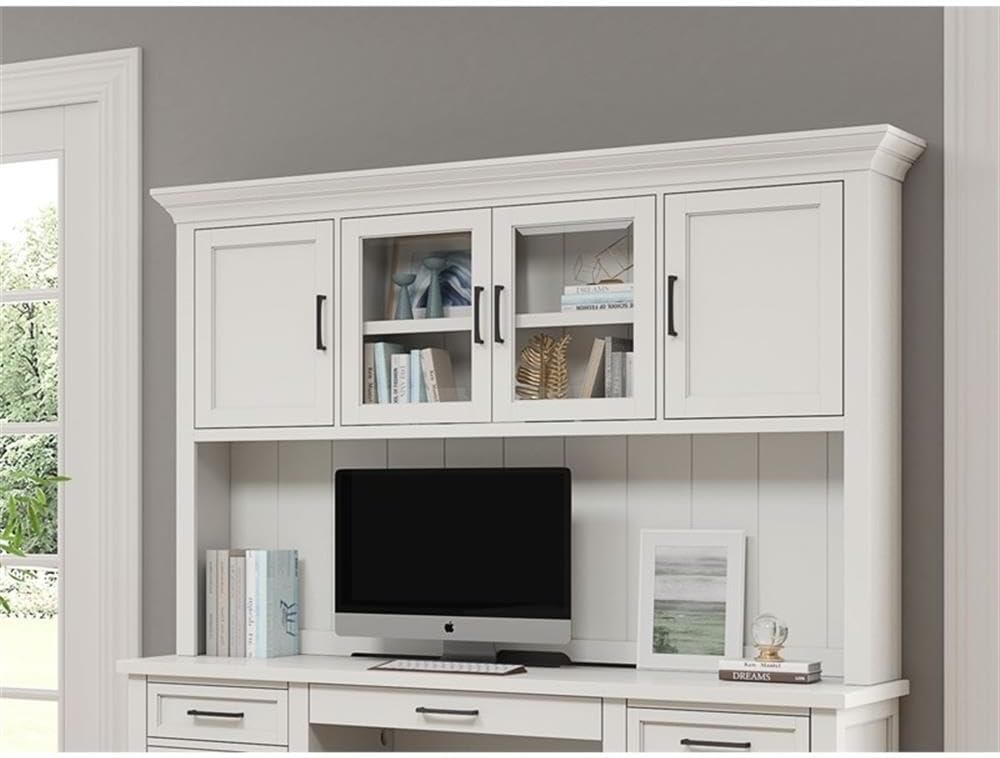 Modern Wood Hutch With Doors Storage Hutch Fully Assembled White
