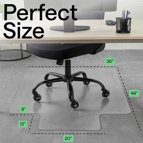 GORILLA GRIP Office Chair Mat for Carpet Floors, Heavy Duty 36x48 Clear Lip