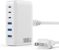 USB C Charger Block Charging Station, 108W GaN III 6 Port 3xQC+3xPD Wall by GKUTW