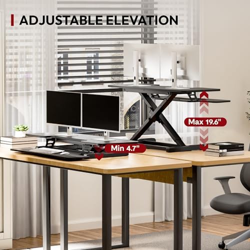SANODESK 42" Extra Large Standing Desk Converter, Height Adjustable Sit ...