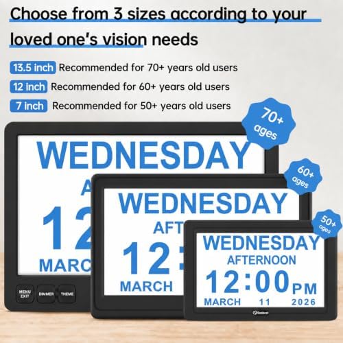 soobest dementia clocks for seniors, 7” digital date shown in use