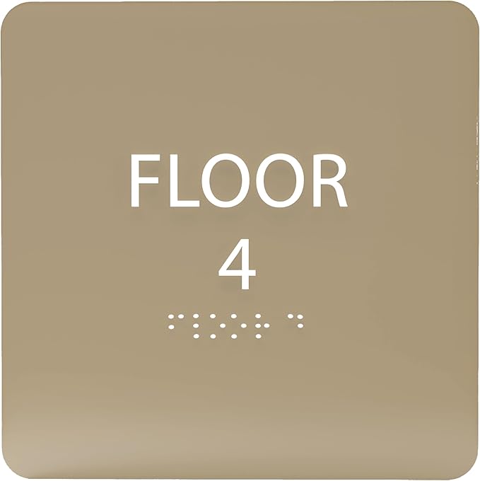 Light Brown ADA Floor 4 Sign by ADACentralSigns