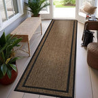 rugshop border jute-style indoor outdoor runner rug dark, view 9
