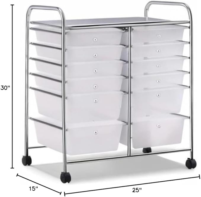 Giantex 12 Drawer Rolling Storage Cart Tools Scrapbook Paper Office School - Image 3