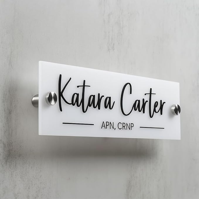 Personalized Office Door Sign, Custom Acrylic Name Plate by Unknown