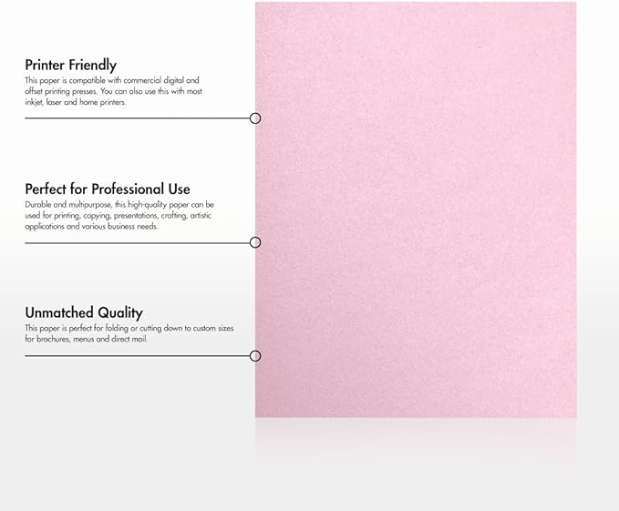 LUXPaper 8.5" x 11" Paper | Letter Size | Rose Quartz Metallic | 80lb. Text | - Image 8