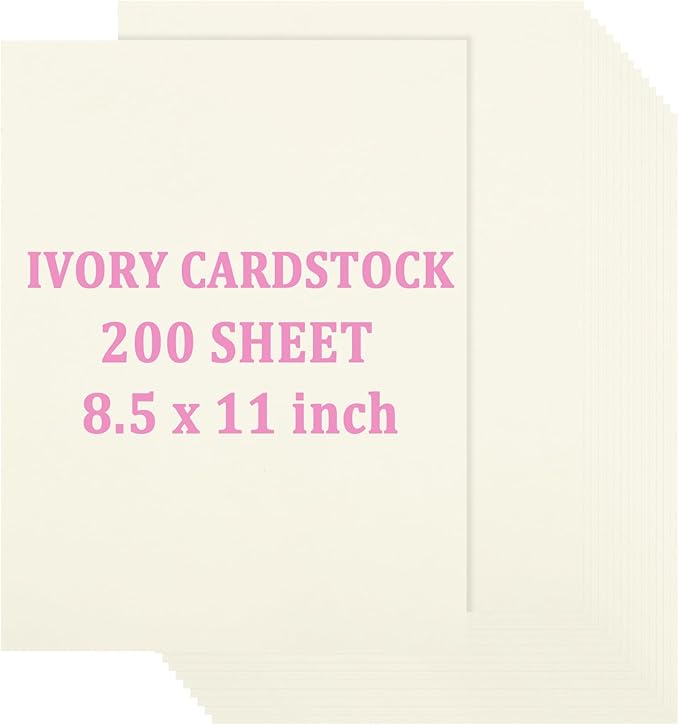 Acrux7 200 Sheets Ivory Cardstock 8.5 x 11 Inch Cream White Card Stock Paper by Acrux7