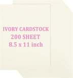 Acrux7 200 Sheets Ivory Cardstock 8.5 x 11 Inch Cream White Card Stock Paper by Acrux7