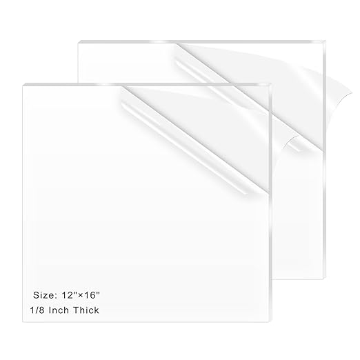 2 Pack 12x16 Inch Acrylic Sheet 1/8" Thick, Cast Acrylic Sheet, by ADTDA