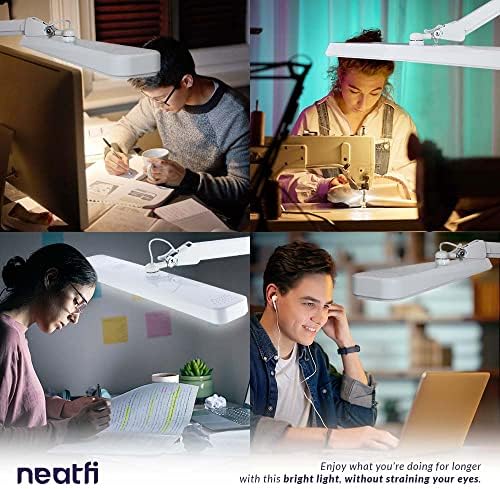 Neatfi 2500LM LED Task Lamp w/Clamp, 22-Inch Wide Head, CCT (White)