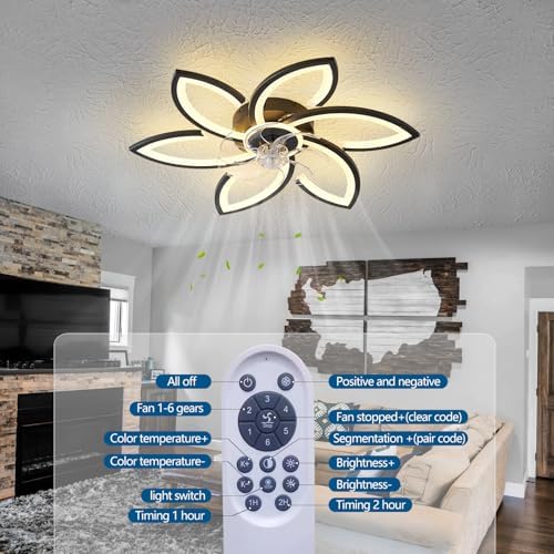 dalouguan ceiling fan with lights remote control, 30" showing dimensions