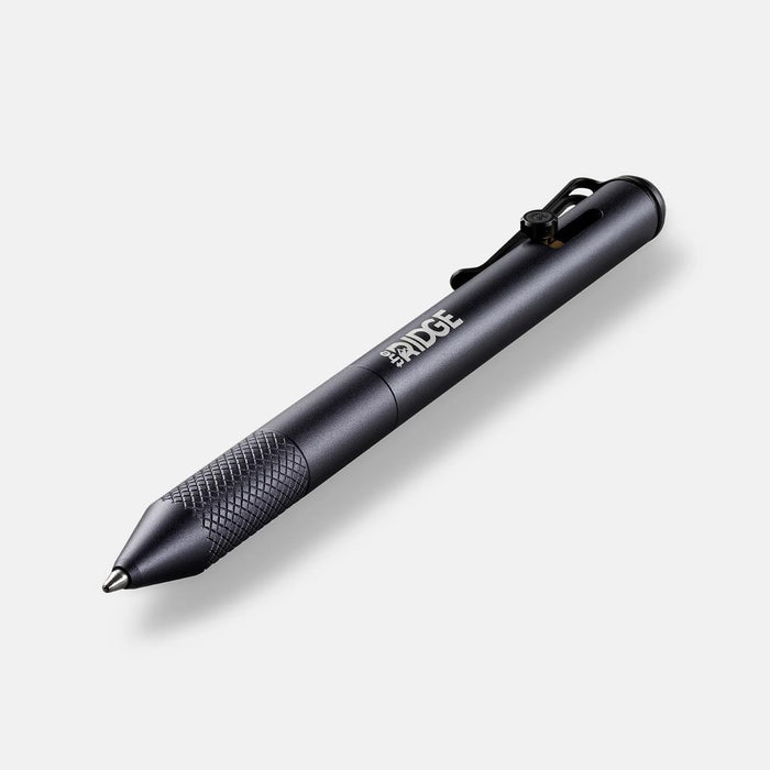 Ridge Bolt Action Pen - CNC Machined Everyday Carry Pen, Knurled Grip, Pressurized Refill, Manganese Spring Steel Clip, Compact Pocket EDC Pen with Schmidt EasyFlow 9000 (Gunmetal)