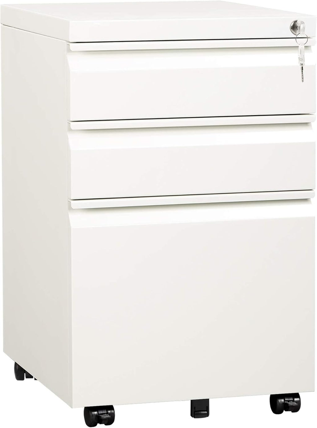 devaise 3 drawer mobile file cabinet, fully assembled, main product view